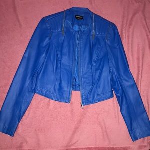 BEBE Vegan Leather Cobalt Blue Moto Jacket sz M